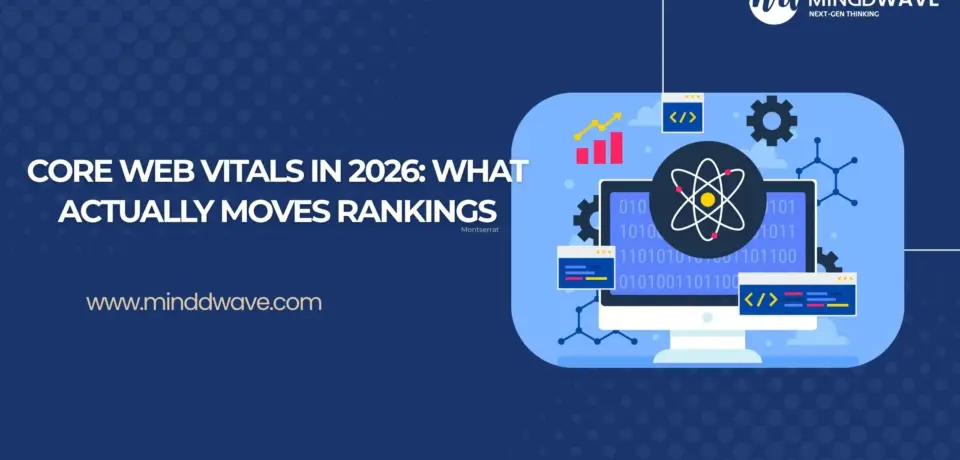 core-web-vitals-2026-seo-ranking-guide Core Web Vitals 2026 guide - website performance and SEO ranking icons, Mindd Wave